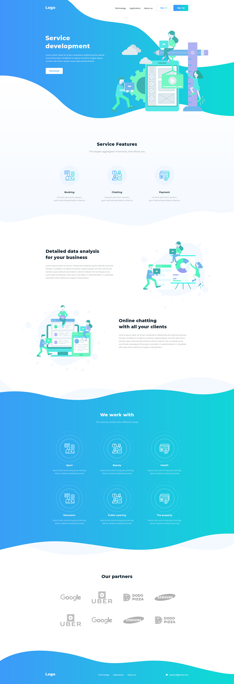 Services Landing Website Template - PSD Freebie