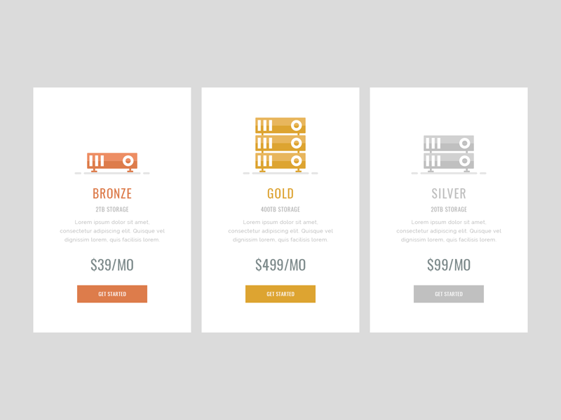 Simple Pricing Table Design - PSD Freebie