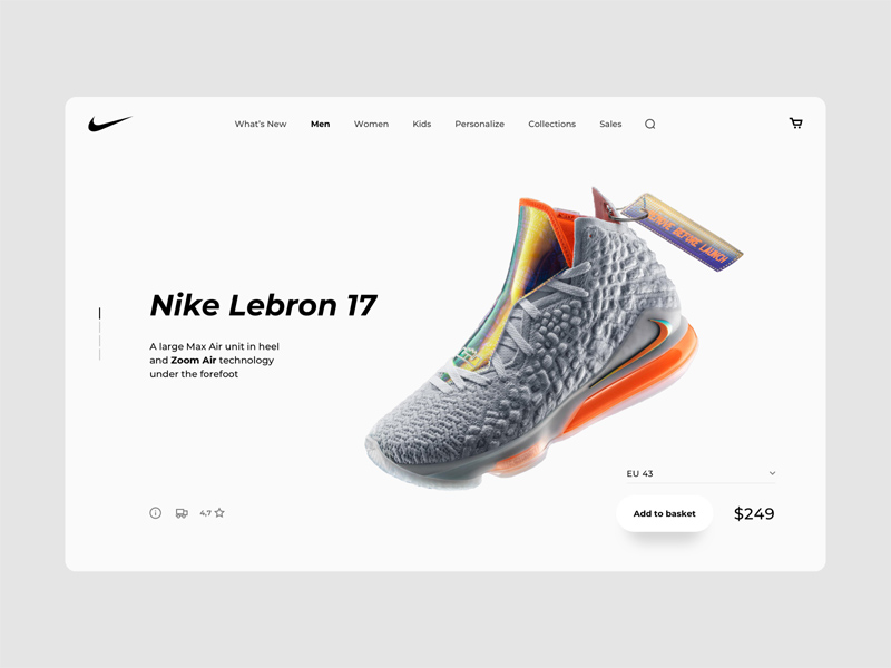 Sneakers Store Product Page Design - Free Sketch