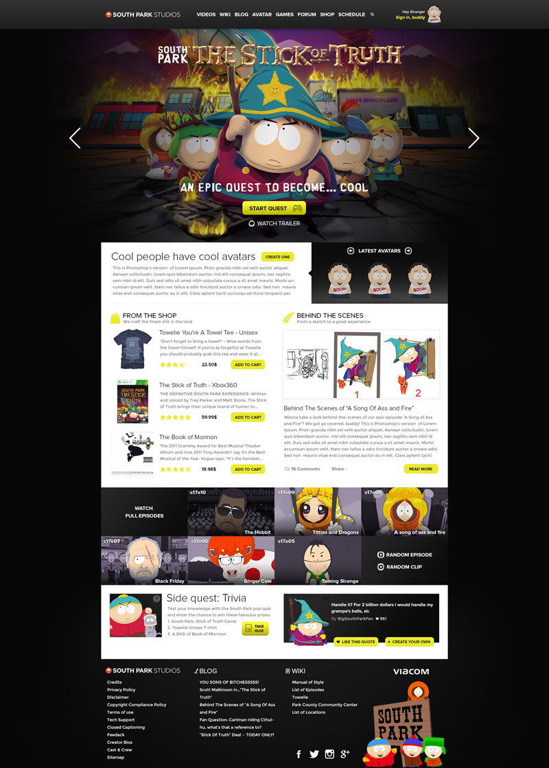 SouthPark Website Concept - PSD Freebie