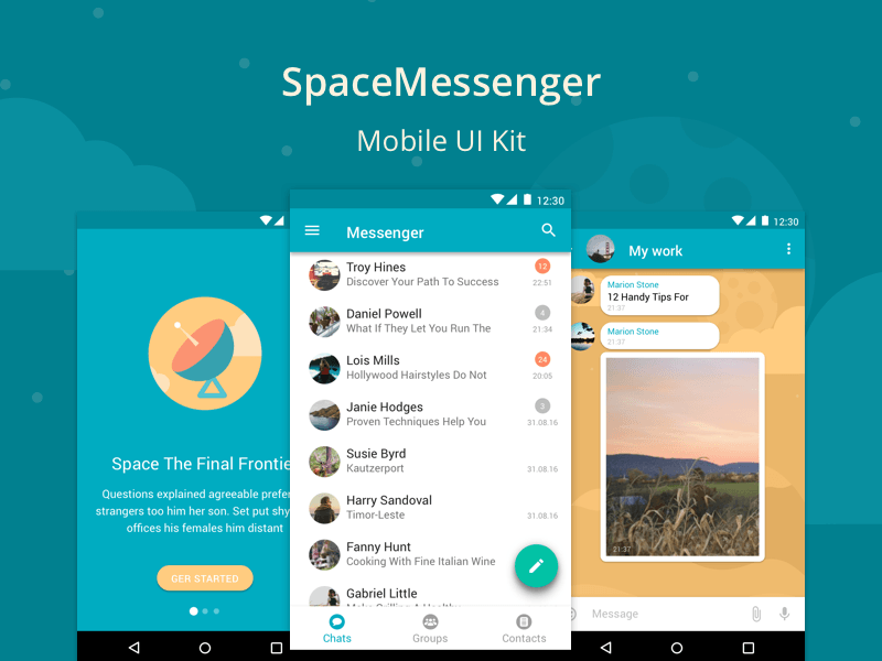 SpaceMessenger Mobile UI Kit by Alex Martinov