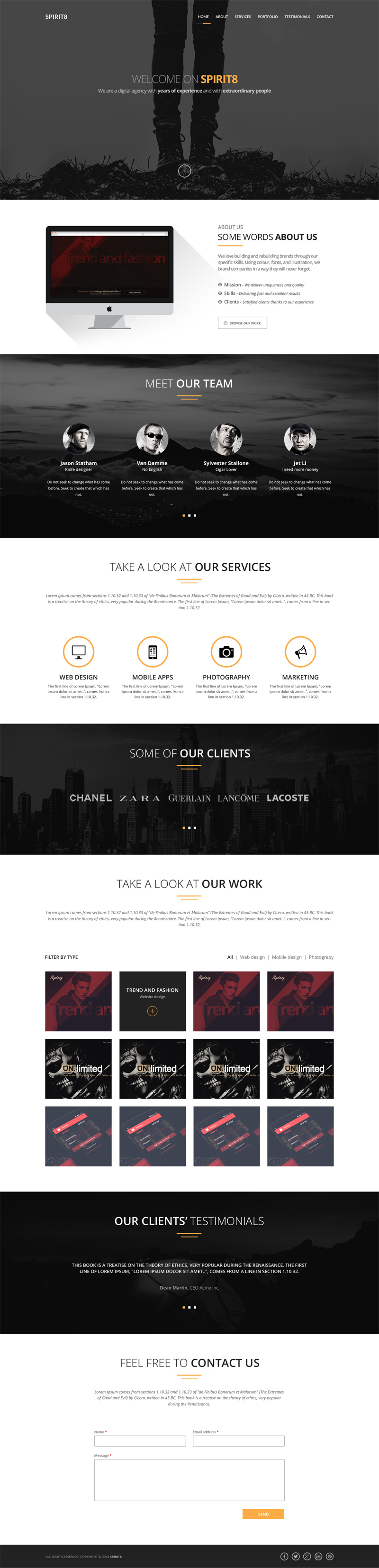 Spirit8 - Digital Agency One Page Template