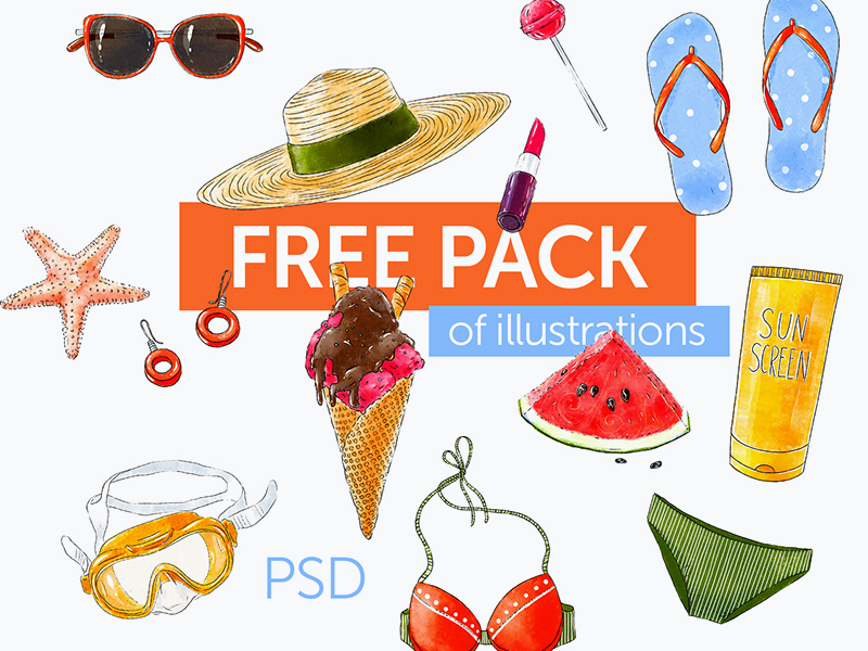 Summer Illustrations PSD