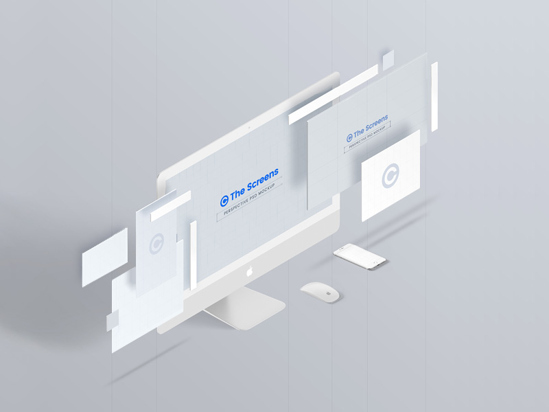The Screens Perspective Mockup Template - Free PSD