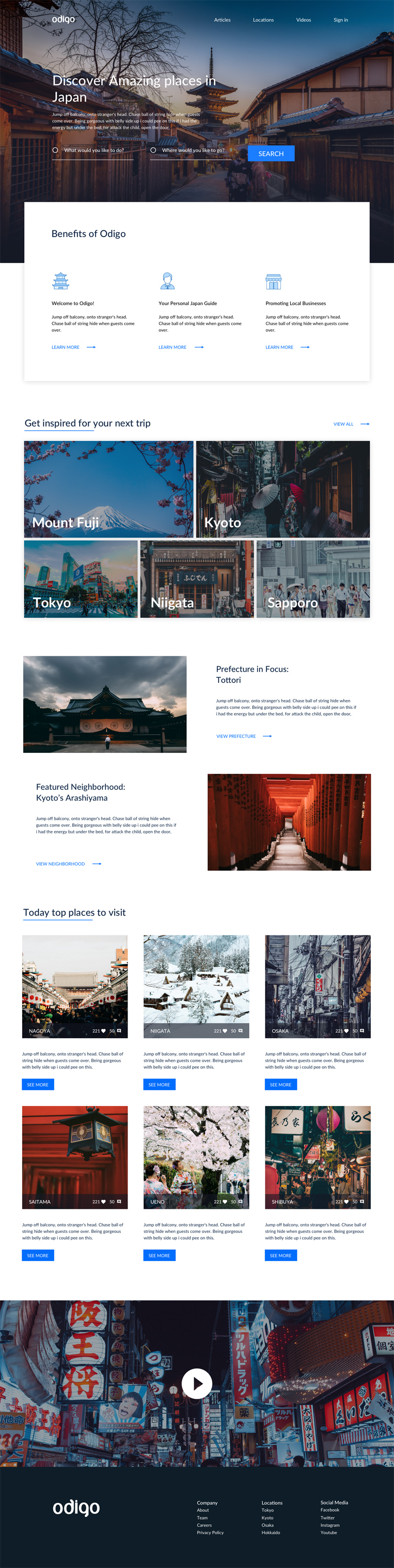 Travel Landing Page made in Sketch