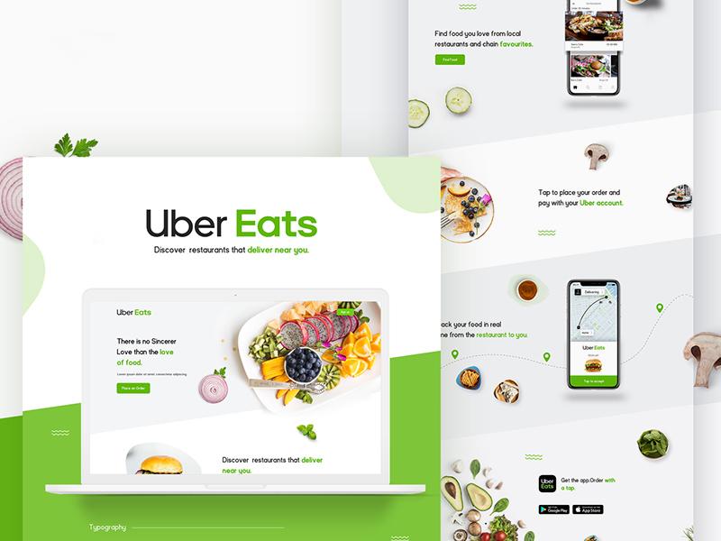Uber Eats Website Redesign Concept - Free PSD