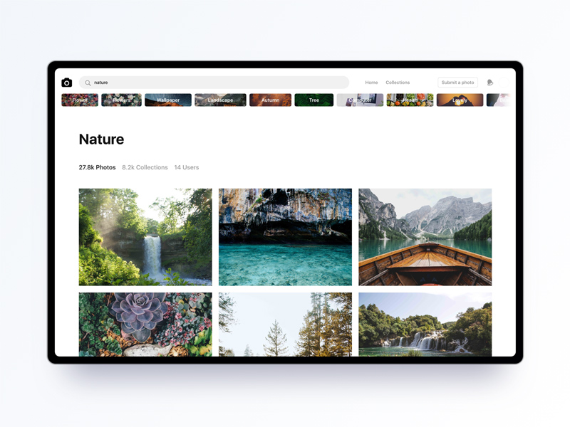 Unsplash Website Concept
