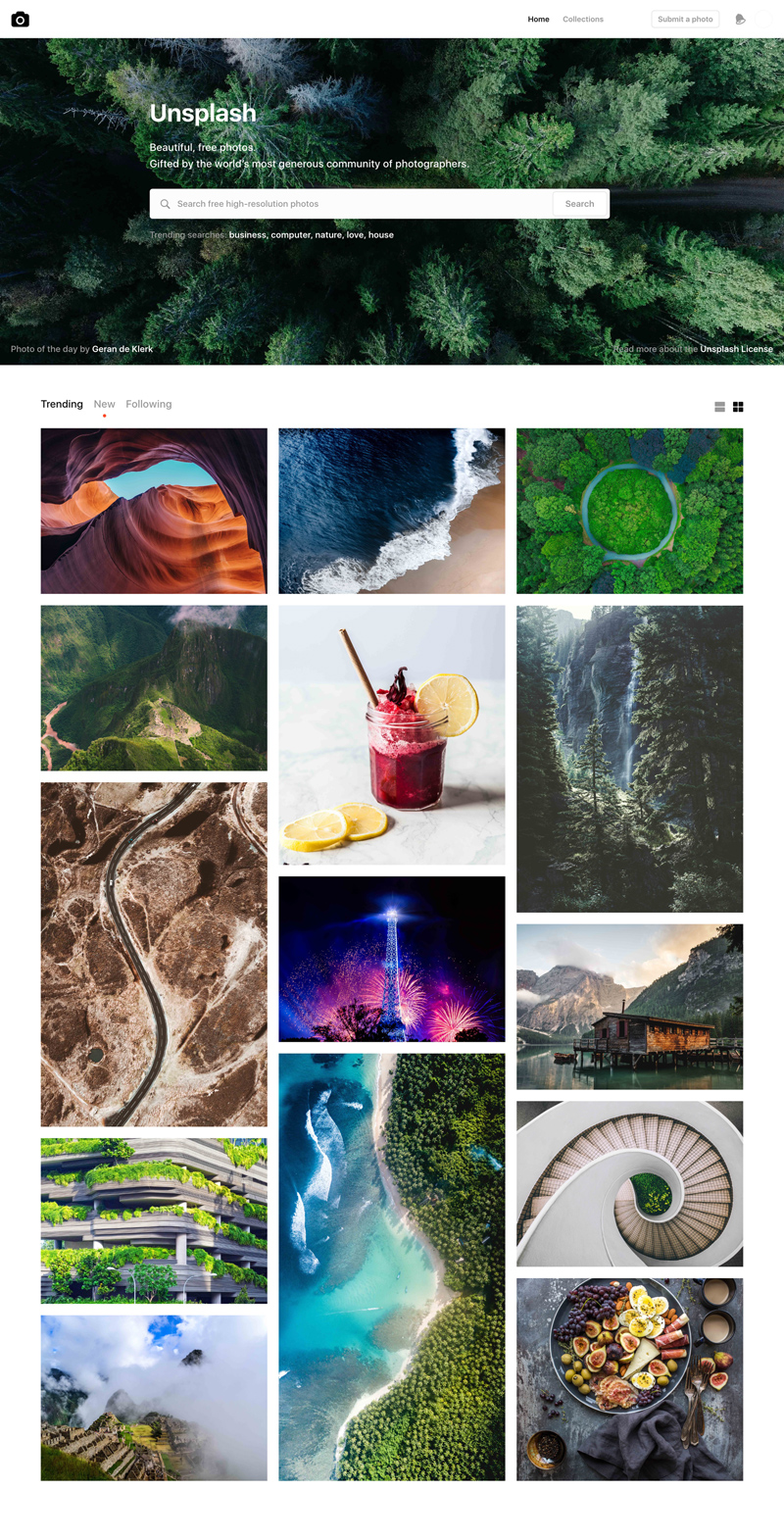 Unsplash Website Concept