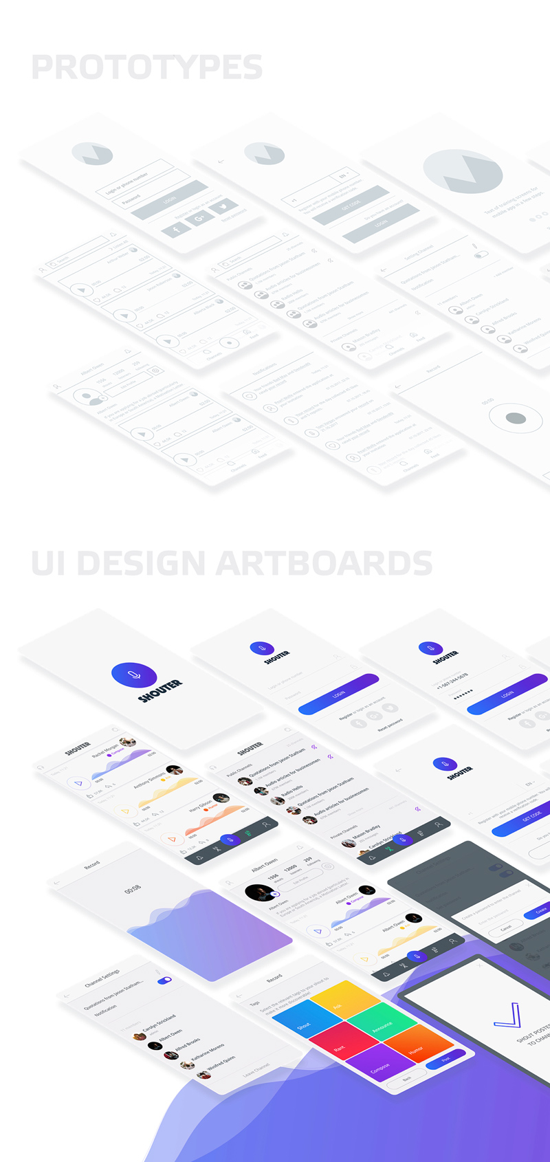 iOS Shouter App UX/UI Made With Sketch Preview 3