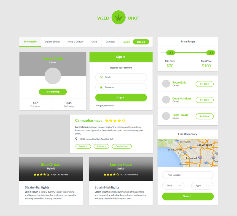 Weed Ui Kit - Sketch Freebie