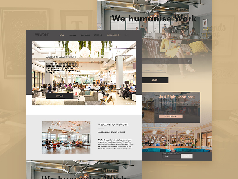 WeWork Redesign Template: Free PSD