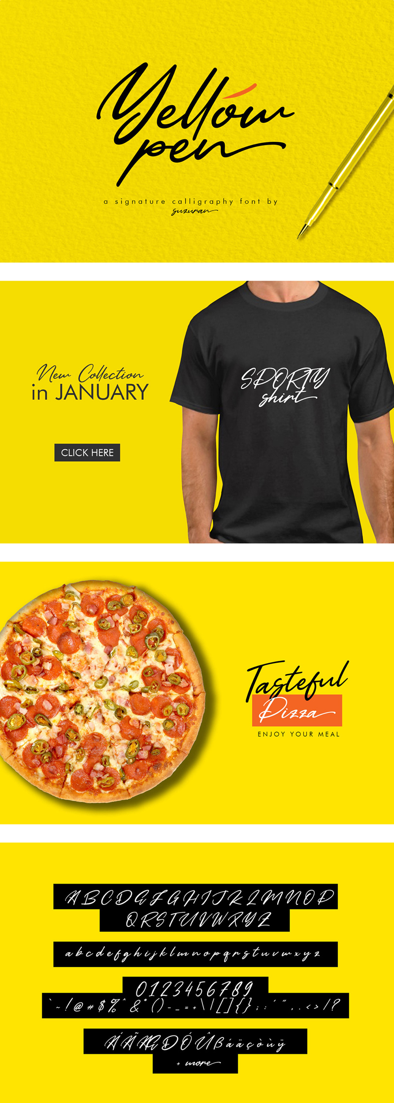 Yellow Pen Script Font - Freebie Supply