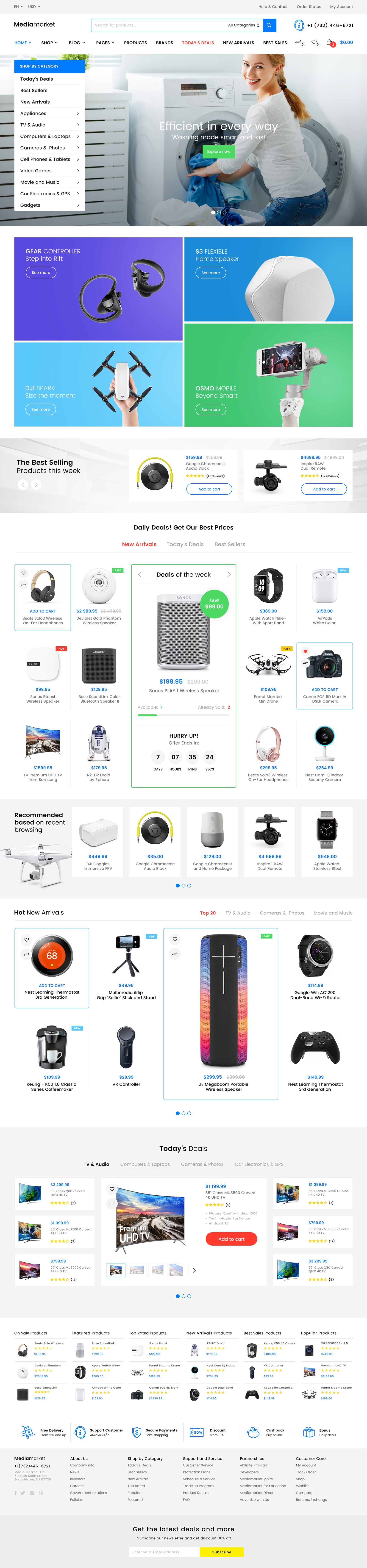 Mediamarket - Electronics eCommerce Website Template - Freebie Supply