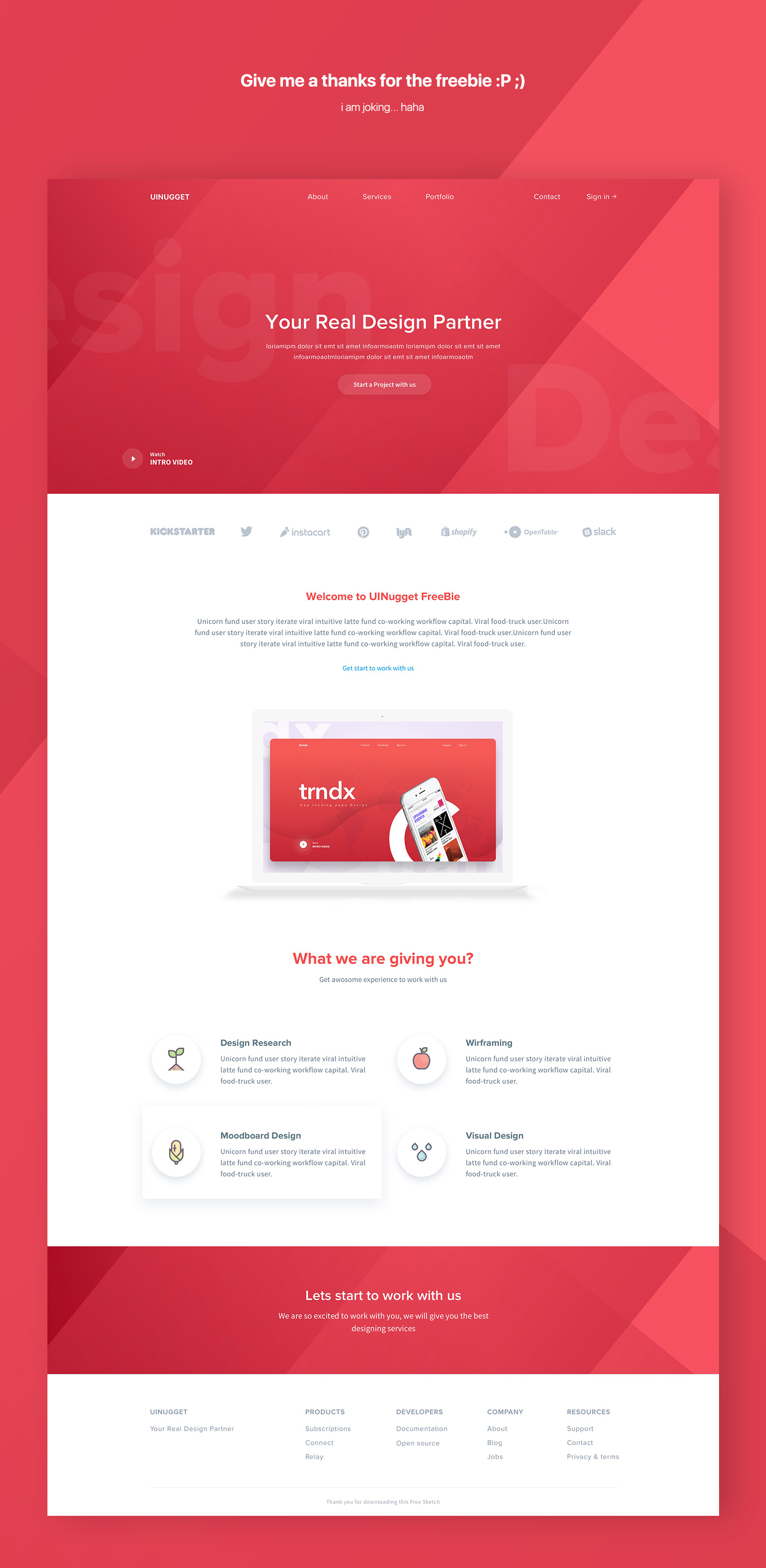 Multi-purpose Landing Page Template - Free Sketch - Freebie Supply