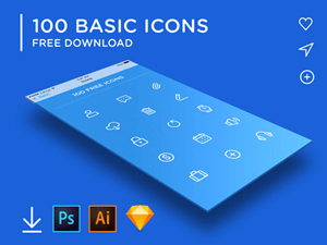 100 Basic Icons Set – Sketch Resource