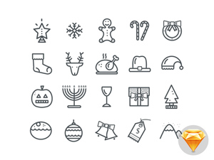 20 Christmas Icons for Sketch