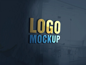 3D Glass Window Logo Mockup: Free PSD