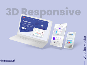 3D Responsive Website Design Mockup – PSD Freebie