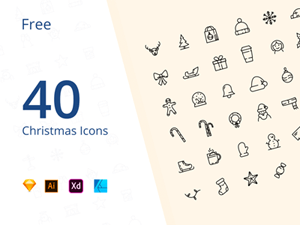 40 Christmas Icons for Sketch in 2019