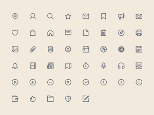 48 Linear Icons – PSD Freebie