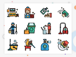 50 Cleaning Icon Set PSD