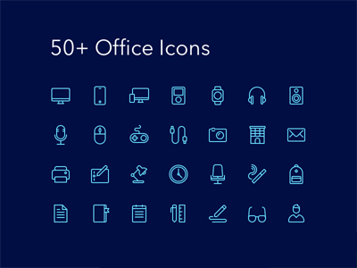 50+ Outline Office Icons made in Sketch