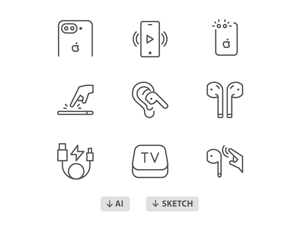 60 Free Icons: iPhone 7, AirPods Icons