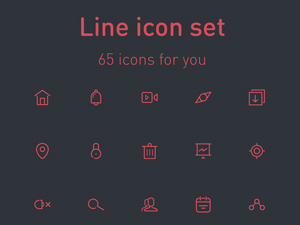 65 Line Icons PSD