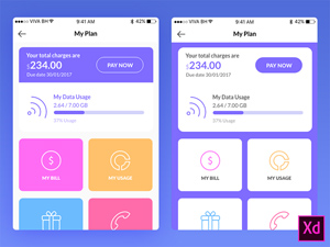 Mobile Data Usage Screens – Adobe XD Freebie