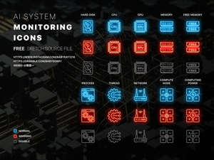 AI System Monitoring Icons – Sketch Resource