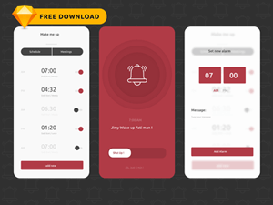 Alarm Clock App UI – Free Sketch