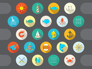 22 Flat Vector Sea Icons