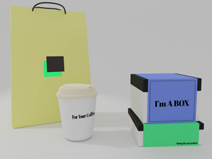 Bag, Box & Cup Mockup PSD