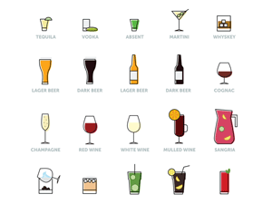 Free Beverage Icon Set – Bar/Cocktail/Coffee