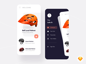 Bike Helmets Shopping App Concept for Sketch