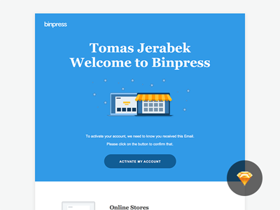 Binpress Welcome Email made in Sketch