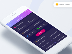 Bus Ticket Booking App UI for Sketch