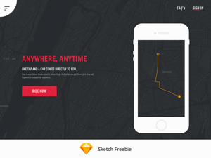 Cab App Landing Page – Sketch Freebie
