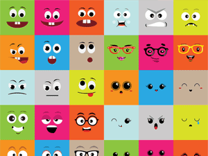 Cartoon Emotions Faces Set Kit – Free Vector