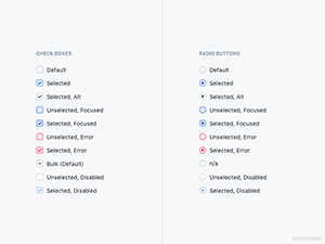 Check Boxes and Radio Buttons Styles made in Sketch