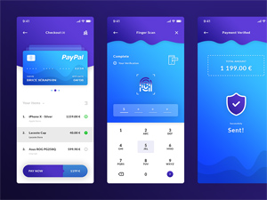 Checkout, Finger Scan & Payment Verified iOS App – PSD Freebie