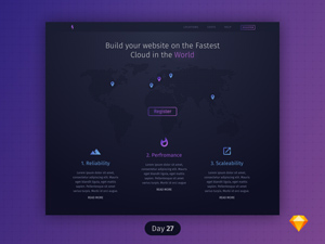 Cloud App Landing Page – Free Sketch