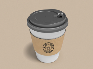 Coffee Cup Mockup With Cardboard Sleeve