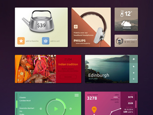 Colorful Tiles UI kit PSD