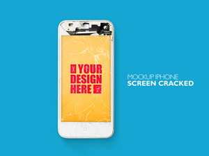 Cracked iPhone Screen Mockup PSD