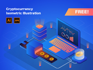 Cryptocurrency Isometric Illustrations