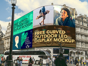 Curved Outdoor Led Display Mockup: Free PSD