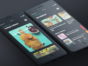 Dark Food App Screens iOS 11: Free PSD