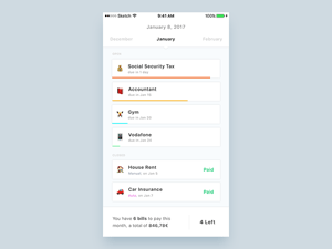 Debts App Concept for Sketch