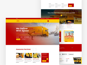 DHL Homepage Redesign Concept Template – PSD Freebie